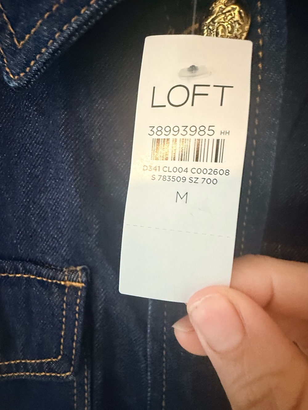 LOFT Black Short-Sleeve Jean Jacket with Gold Buttons - Picture 5 of 14